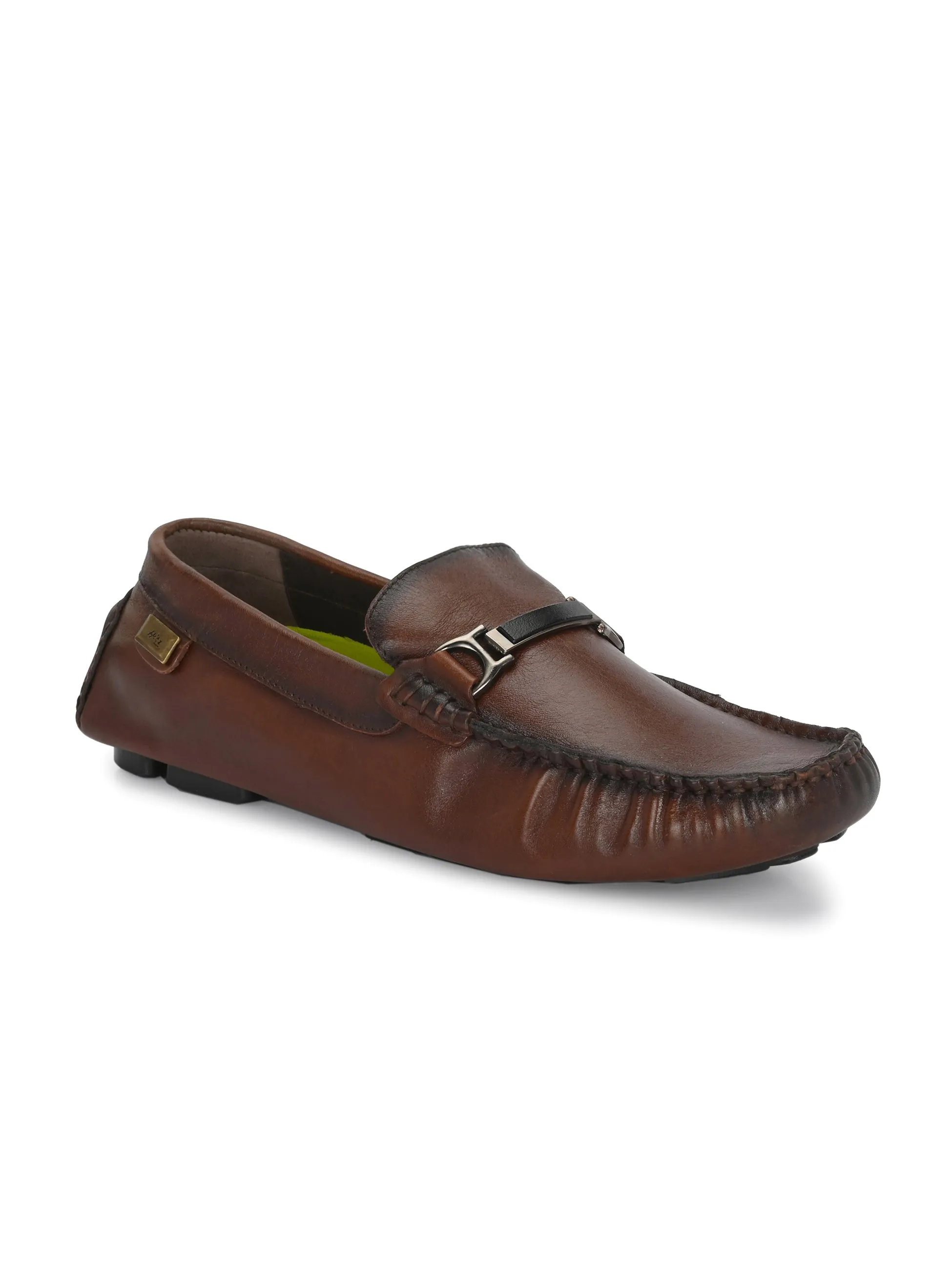 Hitz Men's Brown Leather Casual loafers