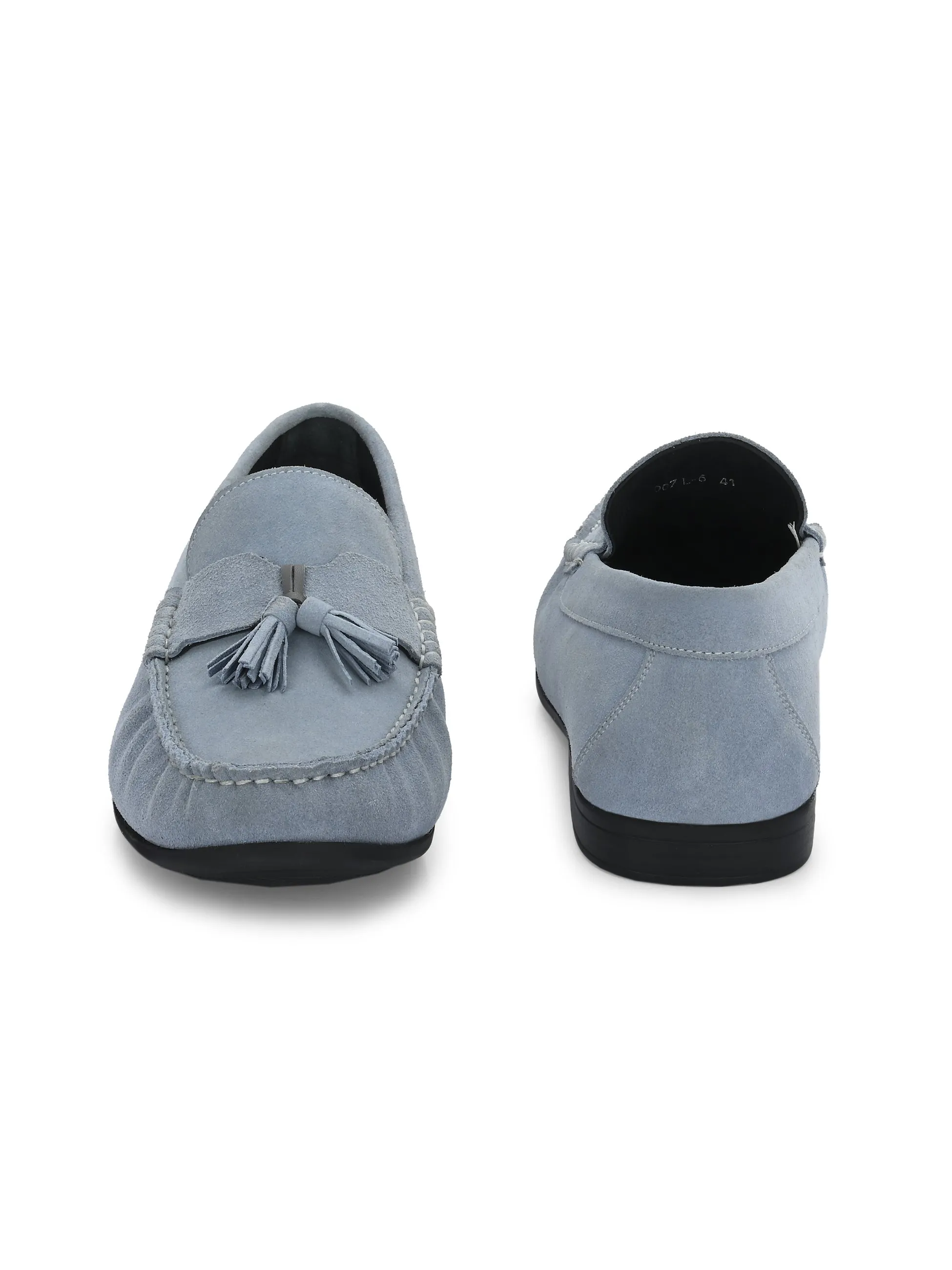 Hitz Men's Grey Suede Leather Comfort Loafers