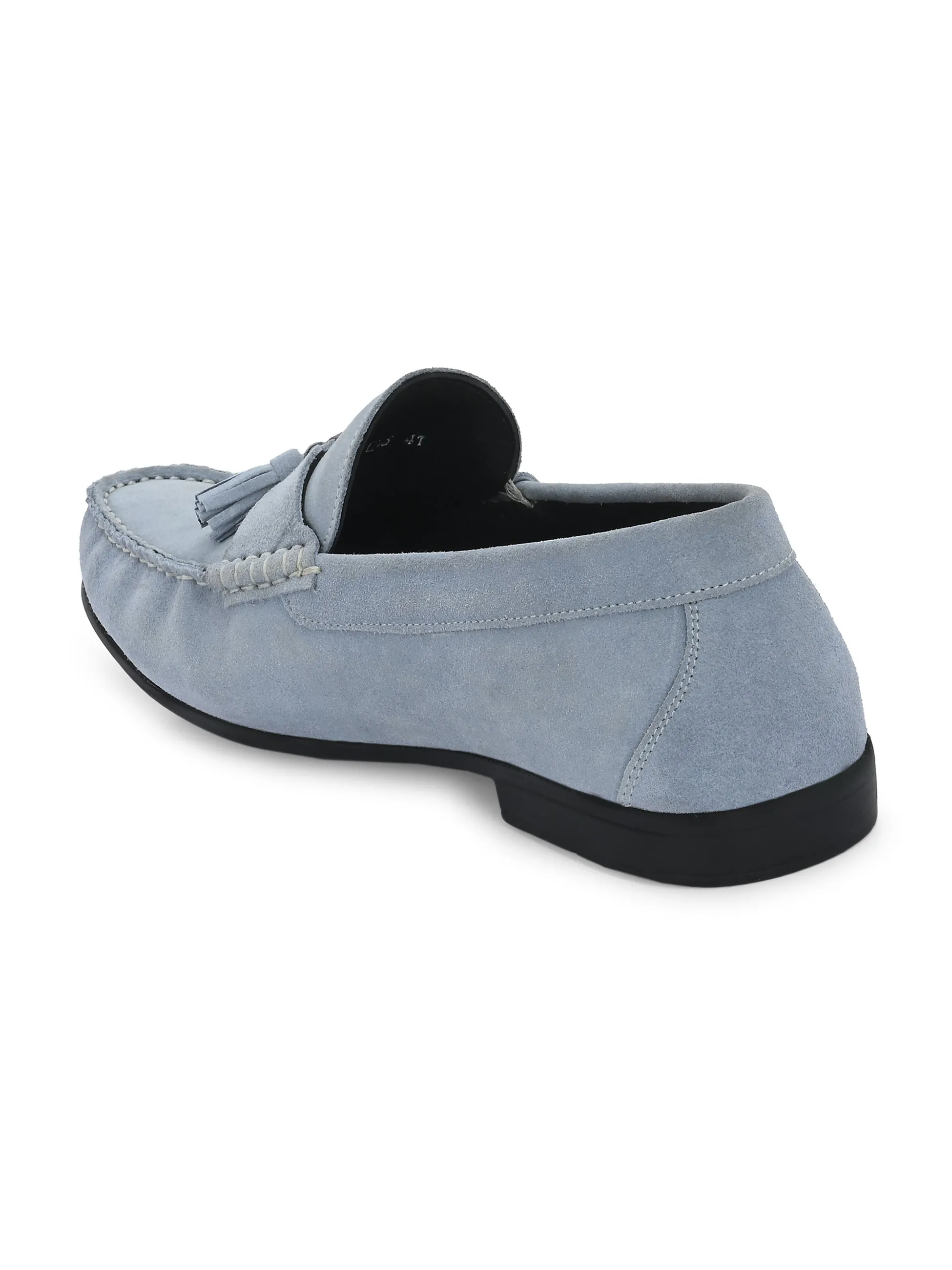 Hitz Men's Grey Suede Leather Comfort Loafers