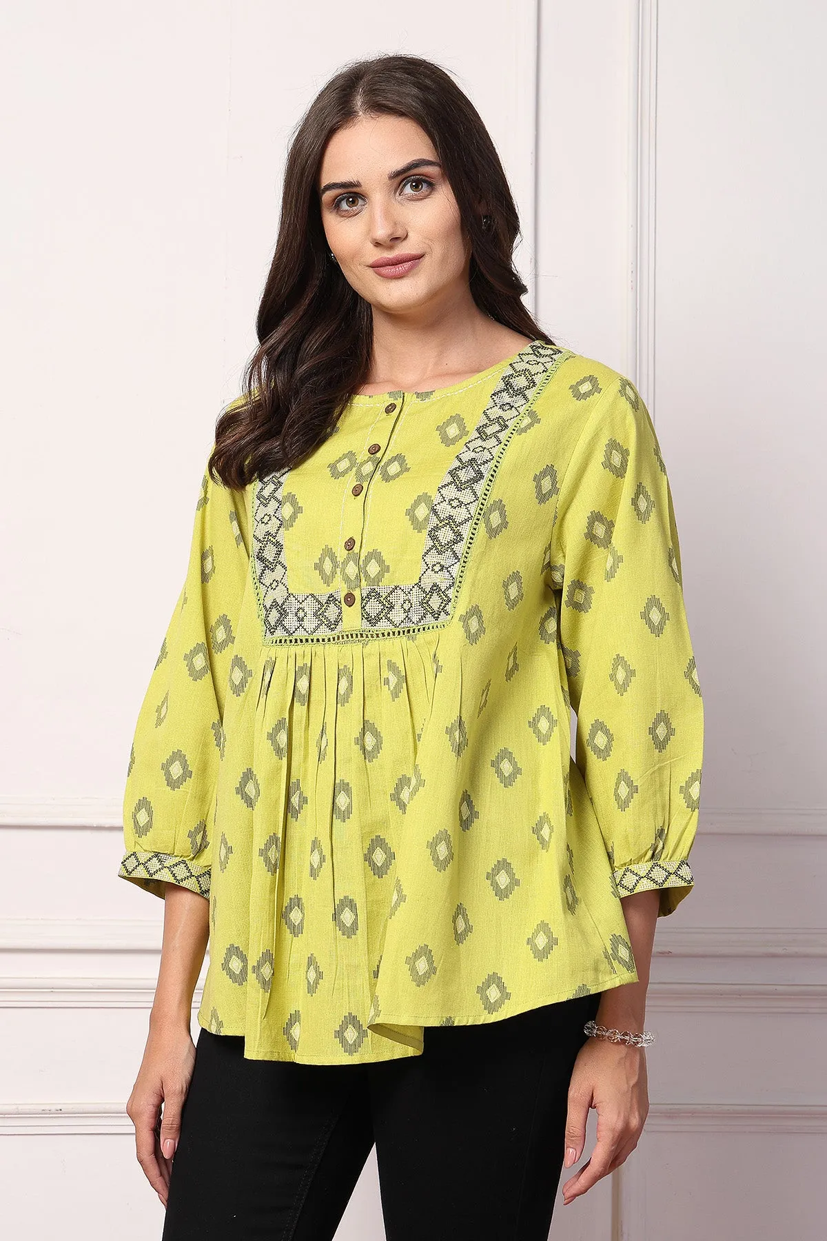 Ikkat Printed Feeding Zipless Cotton Flex Maternity Top