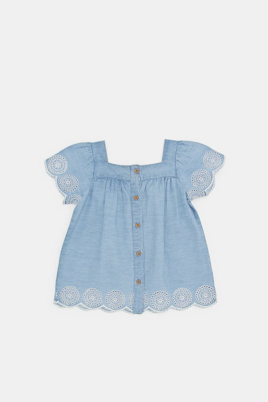 Infant Girls Blue Embossed Blouse