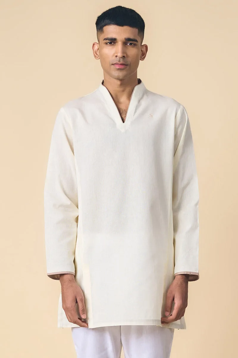 Ivory Kurta With Contrast Detailing