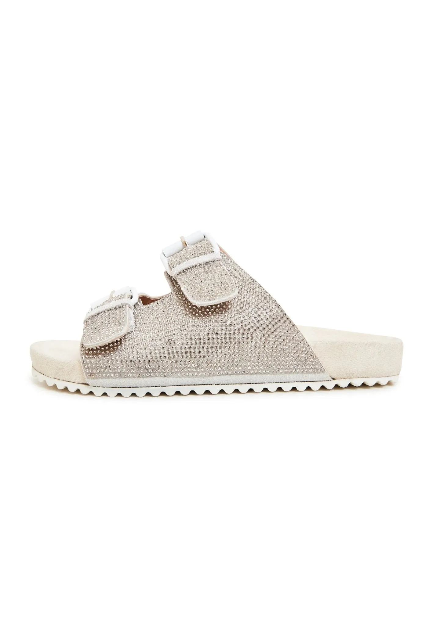 Jewel Flat Sole Mules - Silver