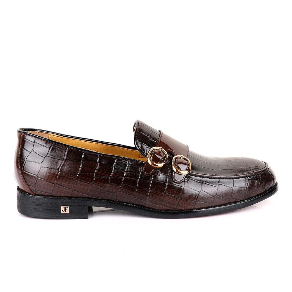 John Foster Double Monk Strap Coffee Leather Shoe