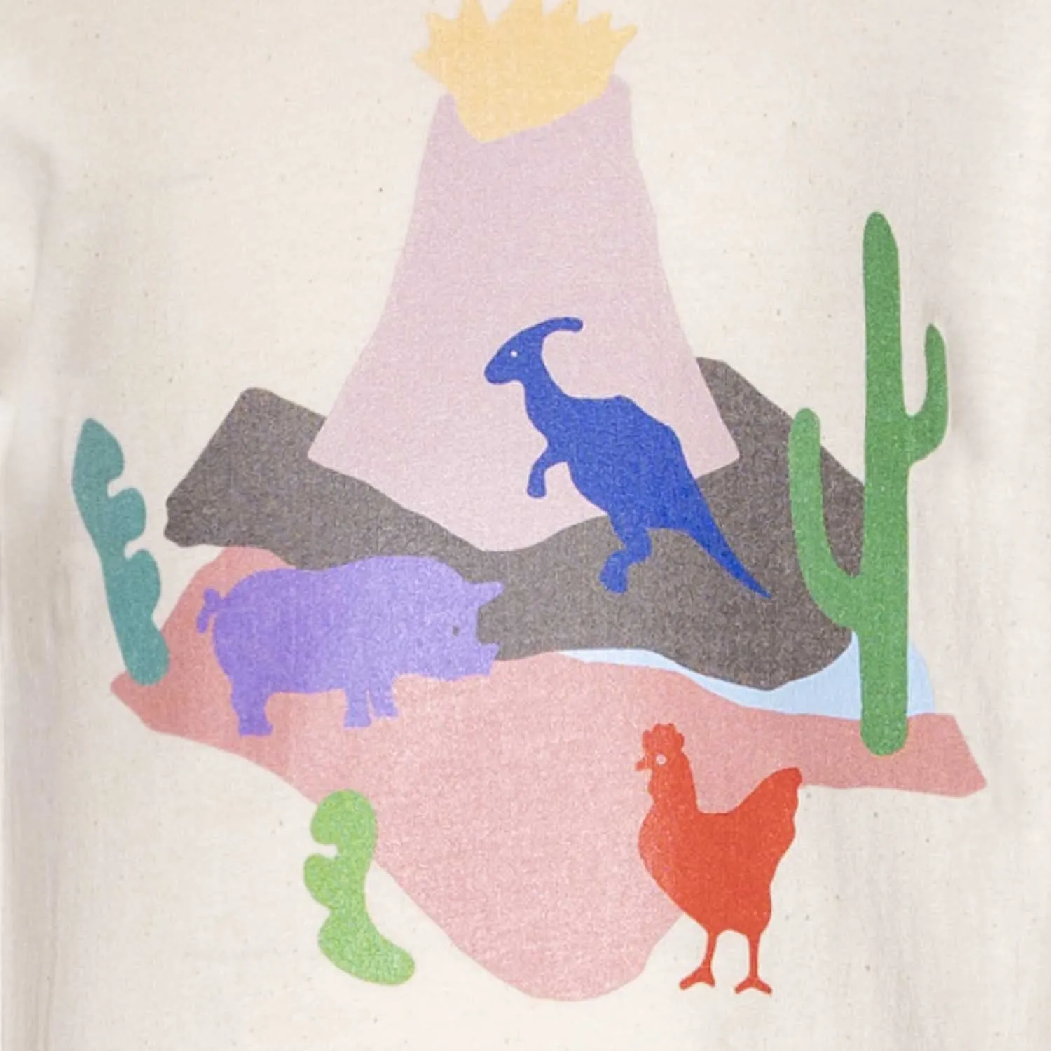 Kinder T-shirt met vulkaan- en dierenprint