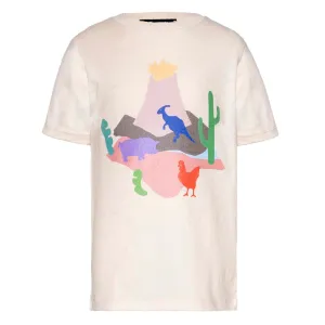 Kinder T-shirt met vulkaan- en dierenprint