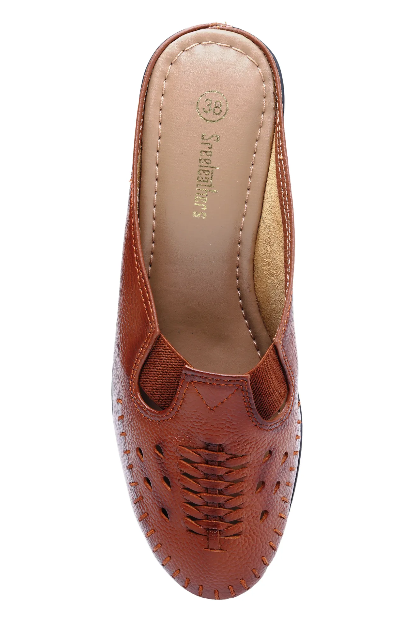 Ladies Leather Heel Mules Cut 999511