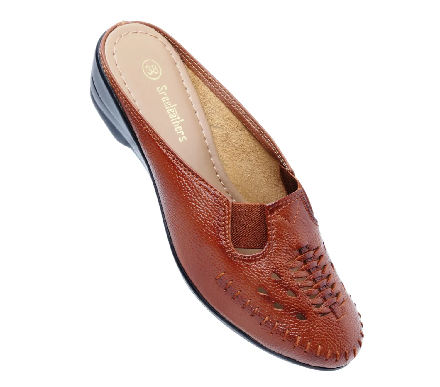 Ladies Leather Heel Mules Cut 999511