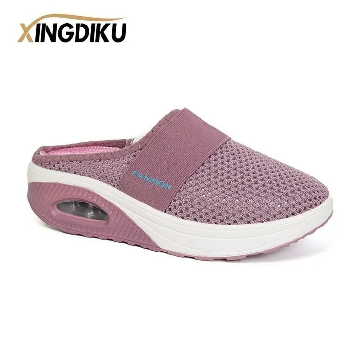 Ladies Platform Mesh Lightweight Mules