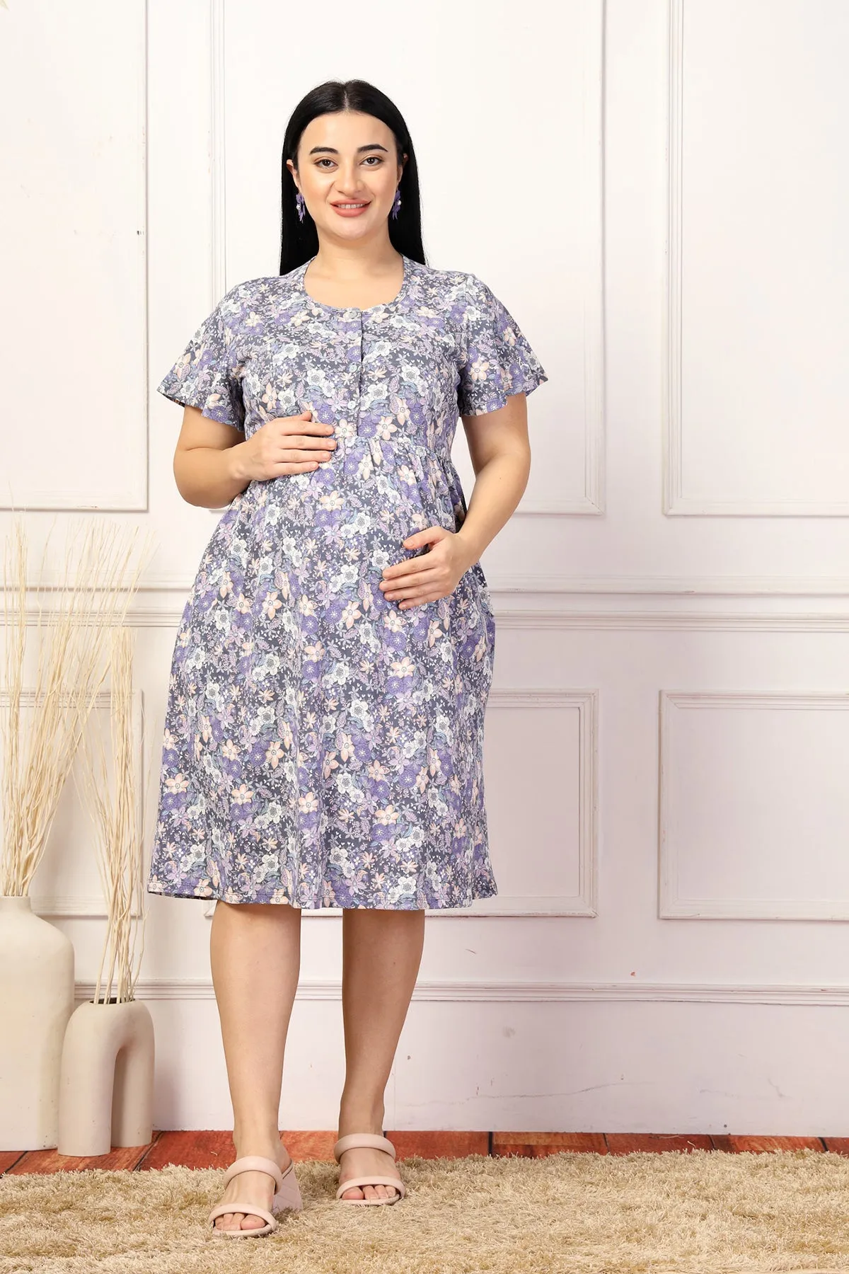 Lavender Breeze Maternity Zipless Feeding Dress