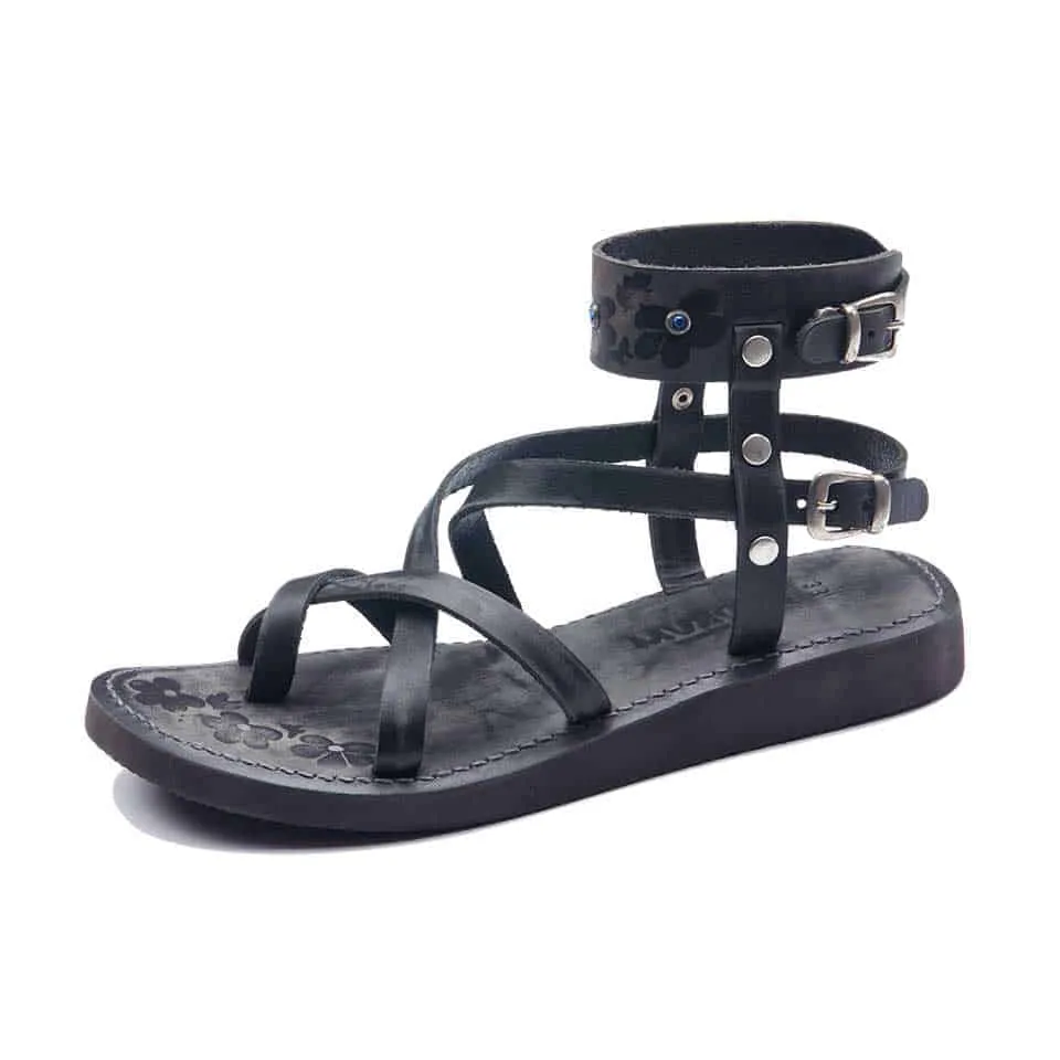 Leather Ankle Wrap Sandals For Womens