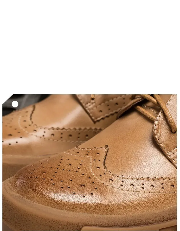 Leather Brogue Style Oxford Shoes Women