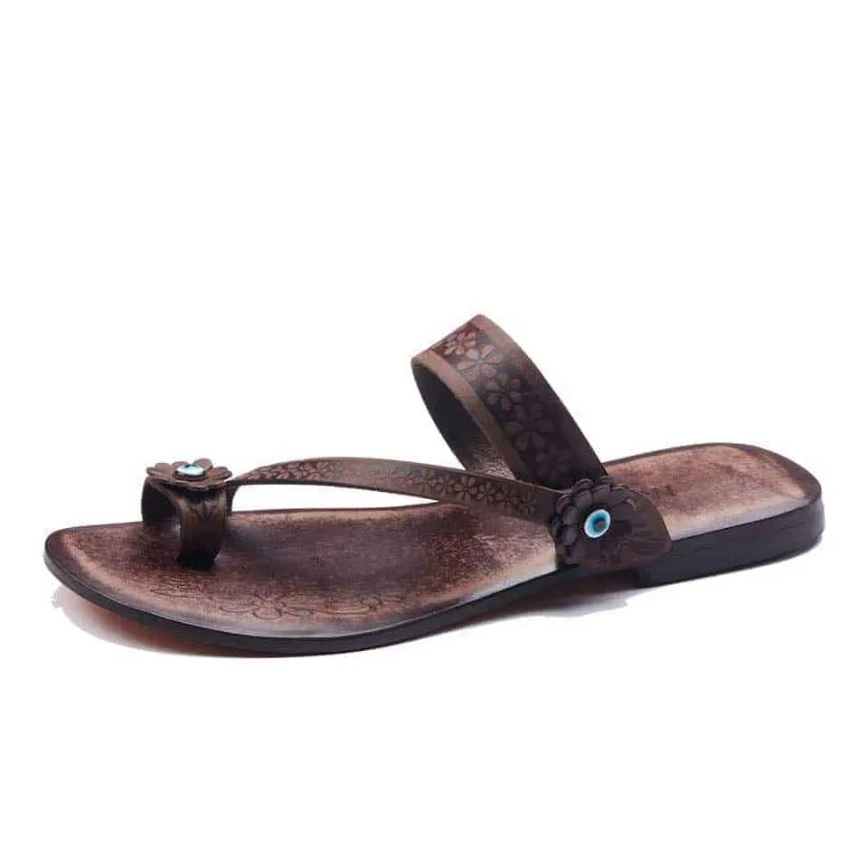 Leather Toe Loop Sandals For Womens