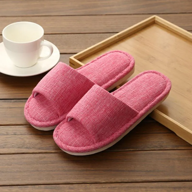 Linen slippers cotton house slippers