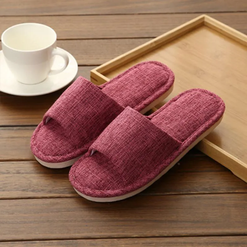 Linen slippers cotton house slippers