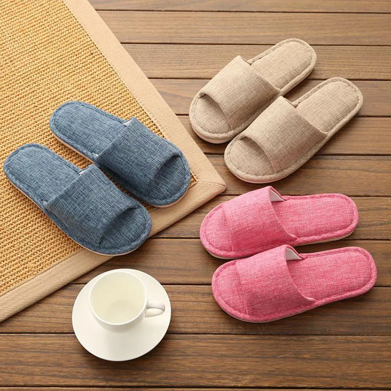 Linen slippers cotton house slippers