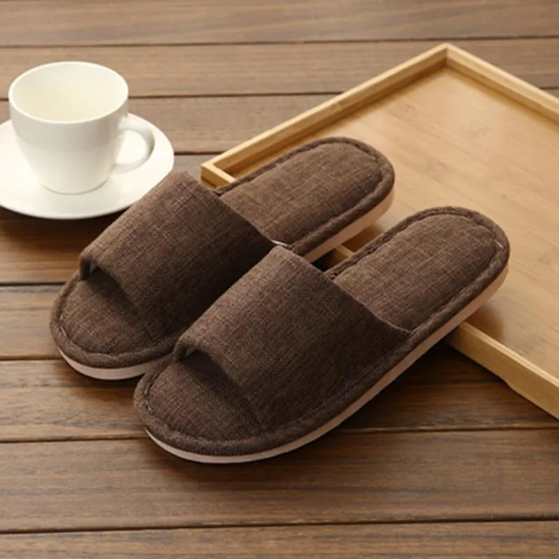 Linen slippers cotton house slippers