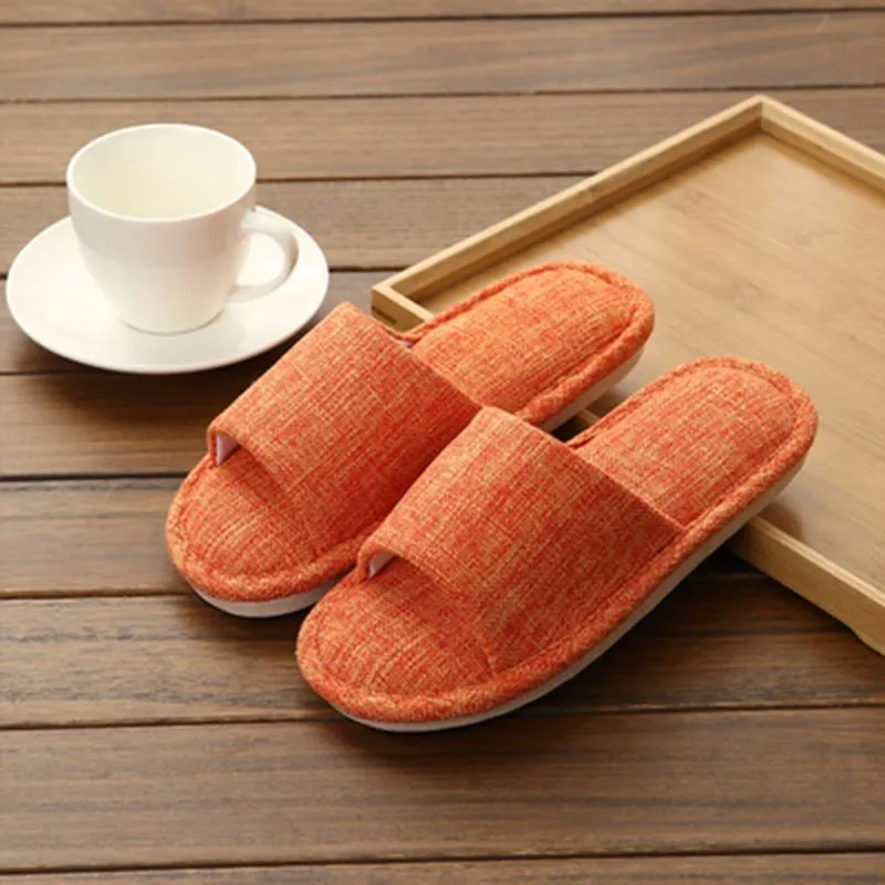 Linen slippers cotton house slippers