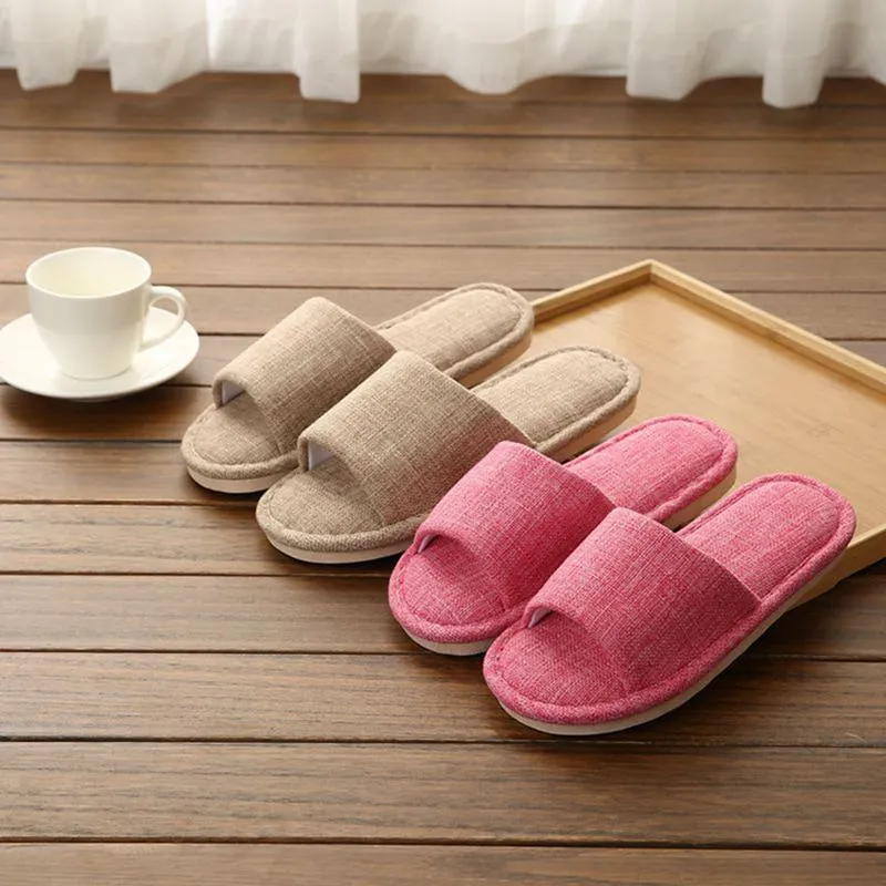 Linen slippers cotton house slippers