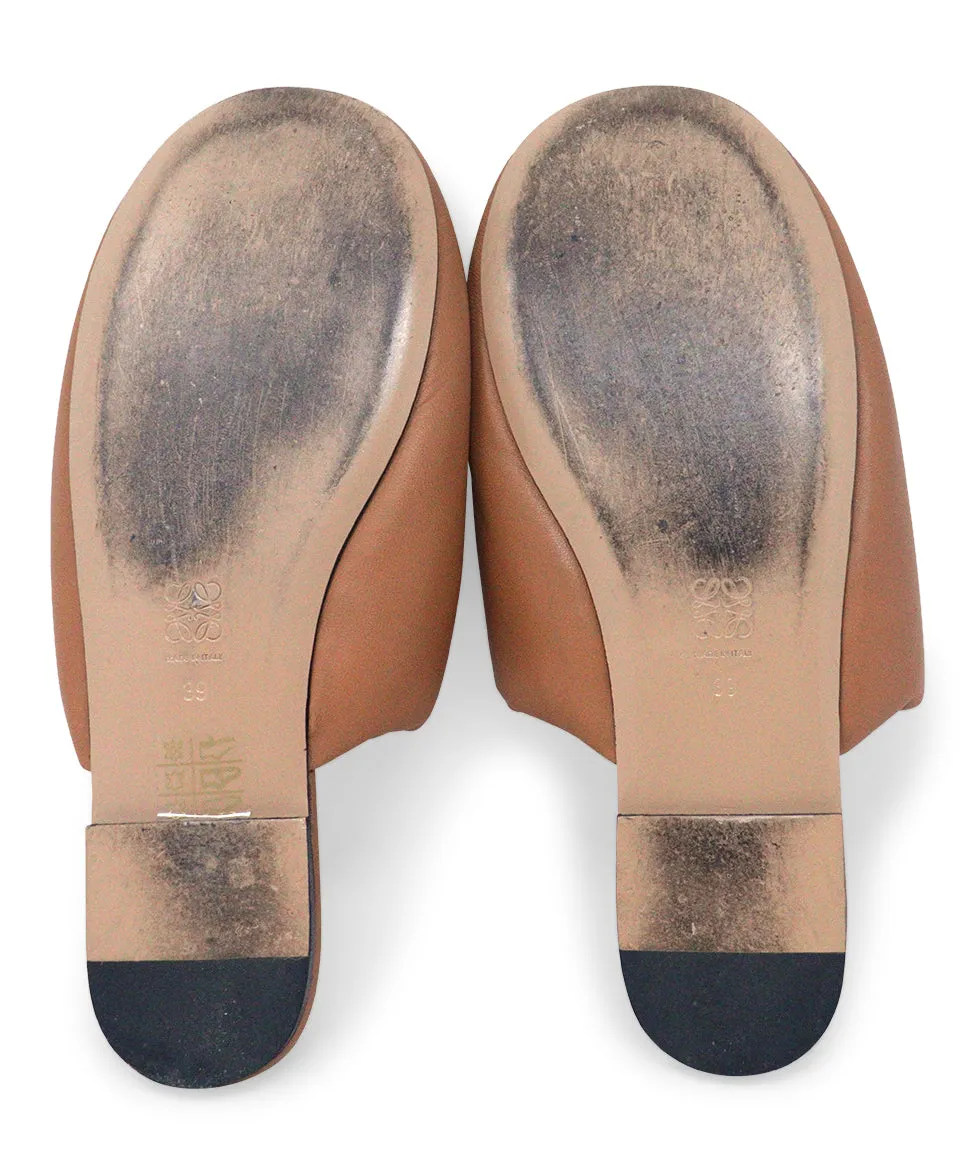 Loewe Tan Leather Mules sz 9