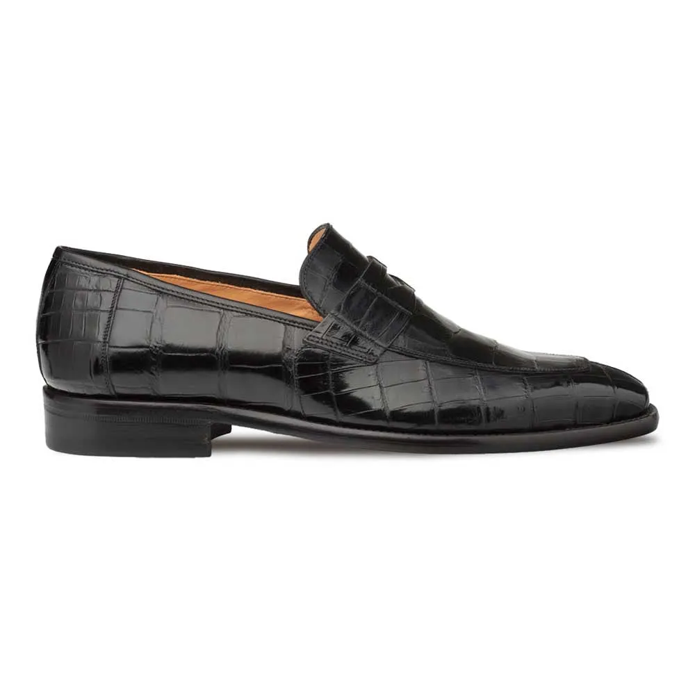 Mezlan Men's Black Piccolo Genuine American Alligator Penny Loafer