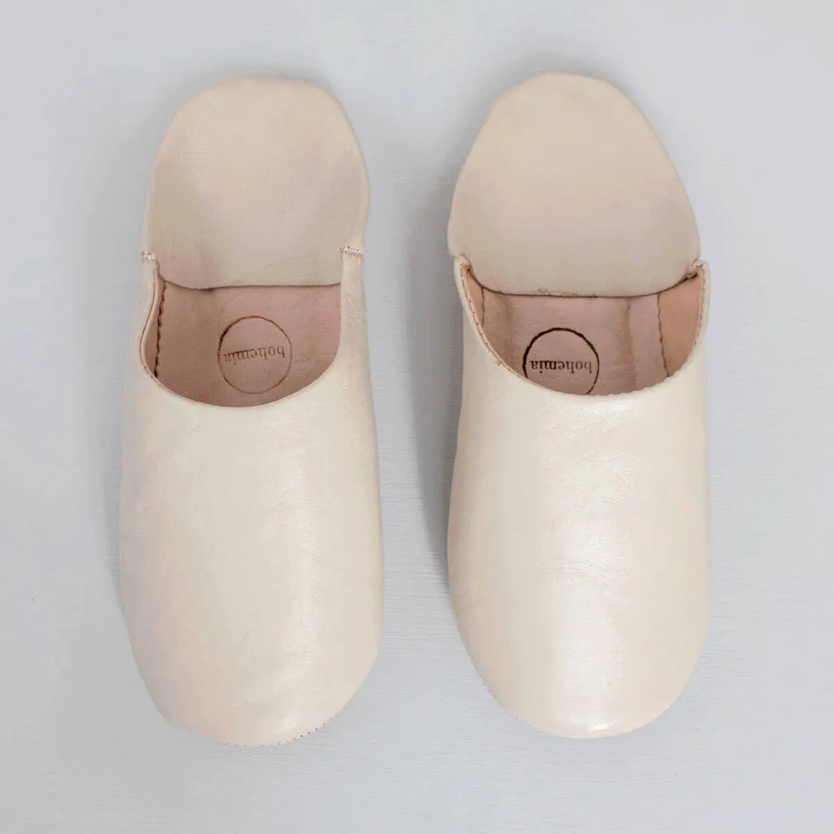 Moroccan Babouche Basic Slippers, Chalk