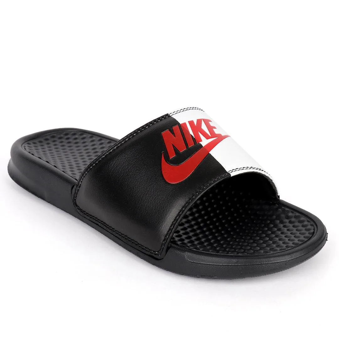 NK Benasi JDI Black and White With Red Design Logo Men's Slide