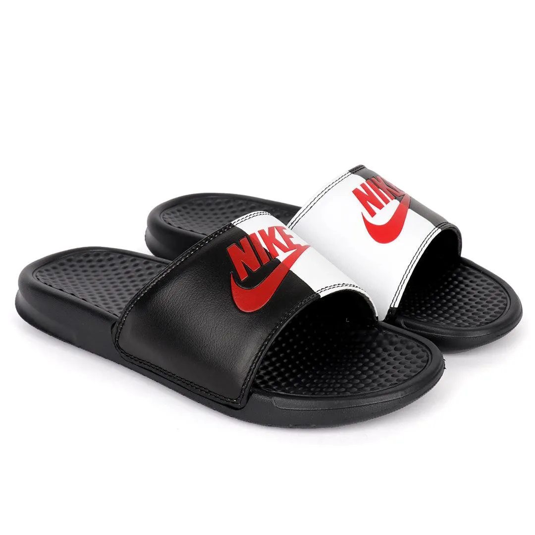 NK Benasi JDI Black and White With Red Design Logo Men's Slide