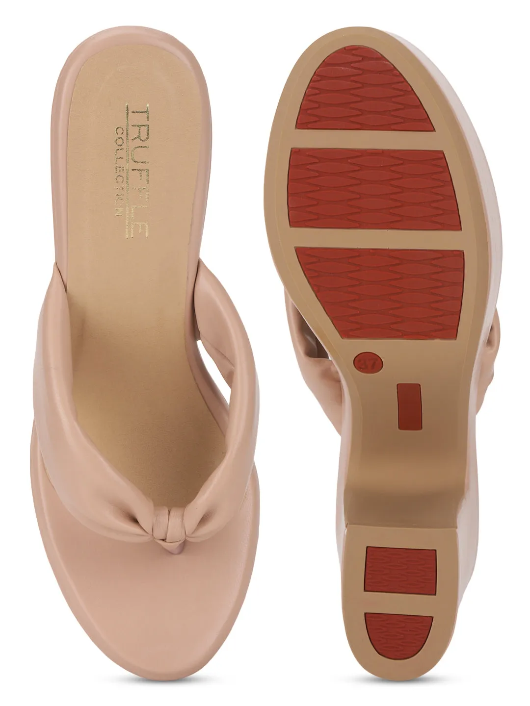 Nude PU Flip Flop High Block Heel Mules (TC-ST-1256-NUD)