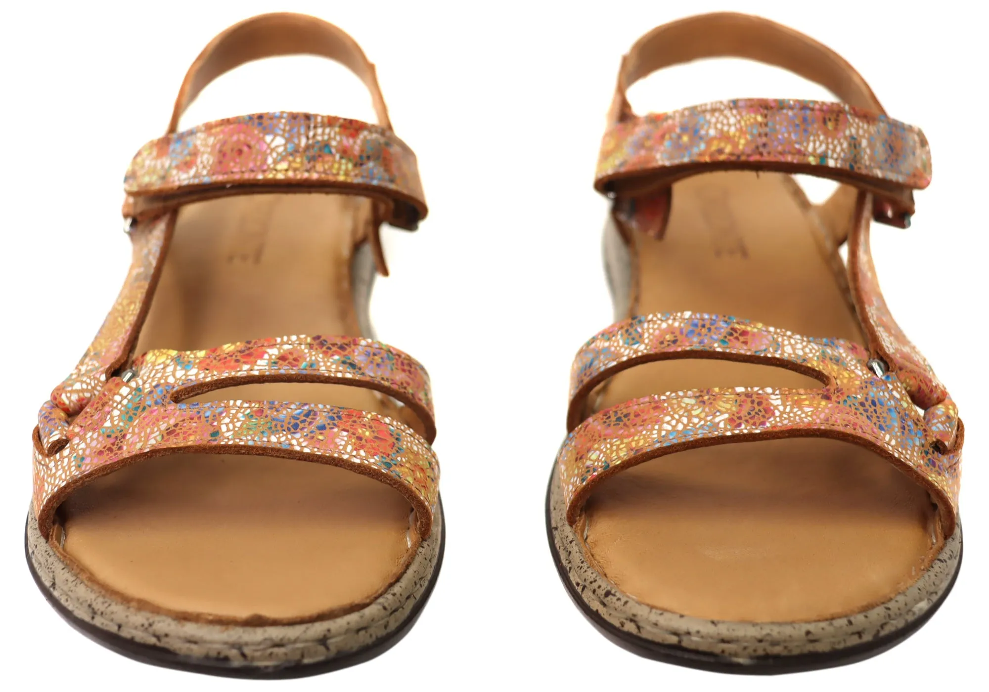 Orizonte Floral Womens Comfortable European Leather Sandals