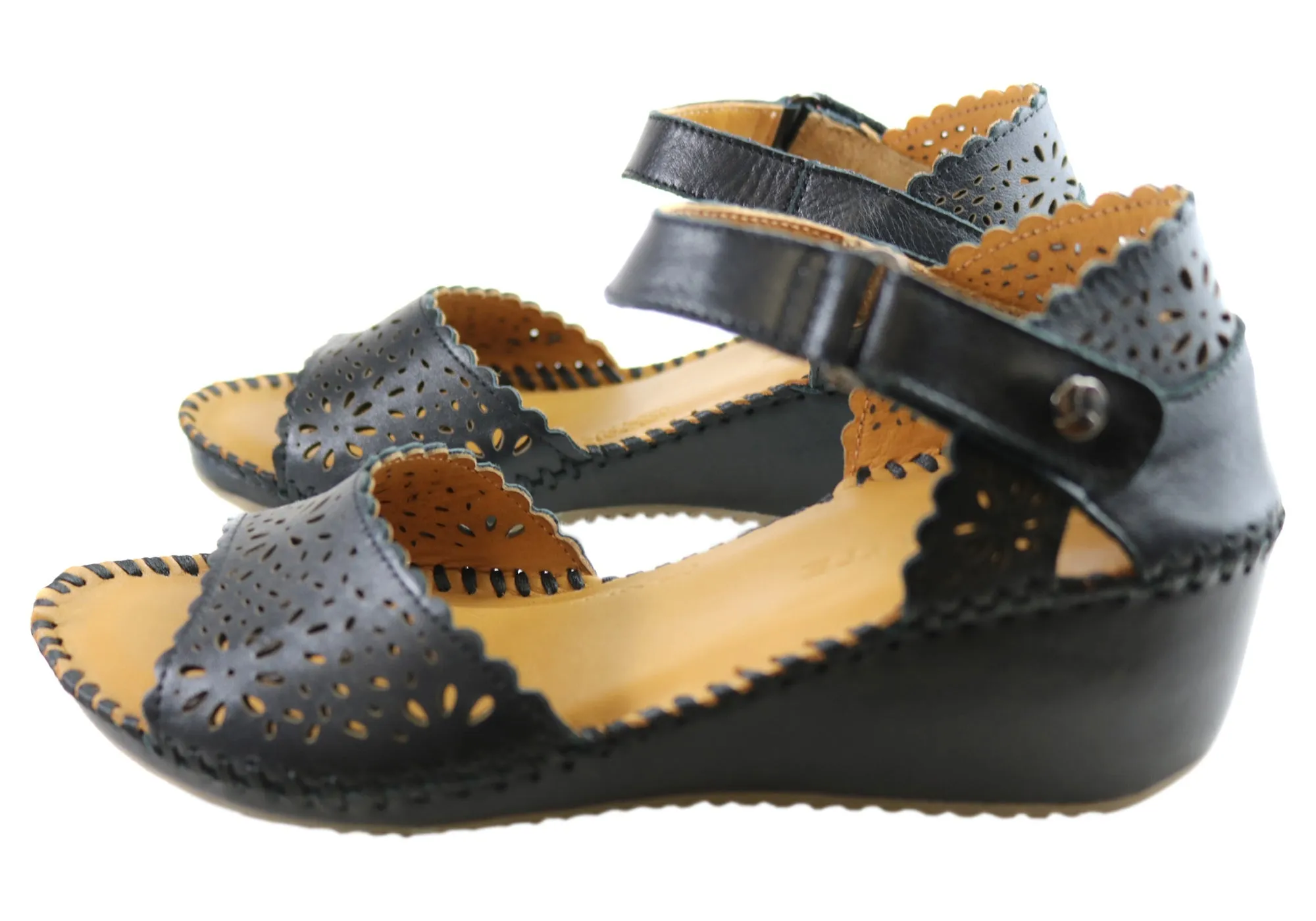 Orizonte Franni Womens European Comfortable Leather Wedge Sandals