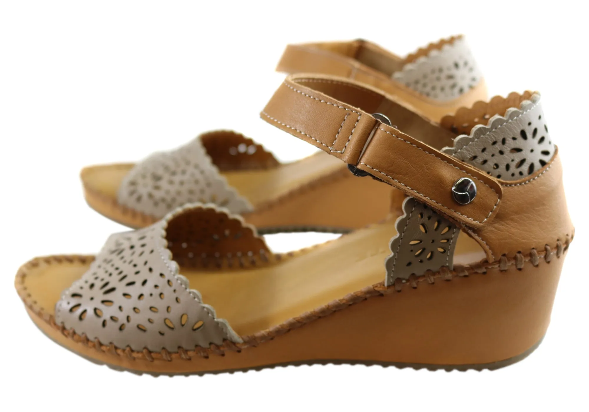 Orizonte Franni Womens European Comfortable Leather Wedge Sandals