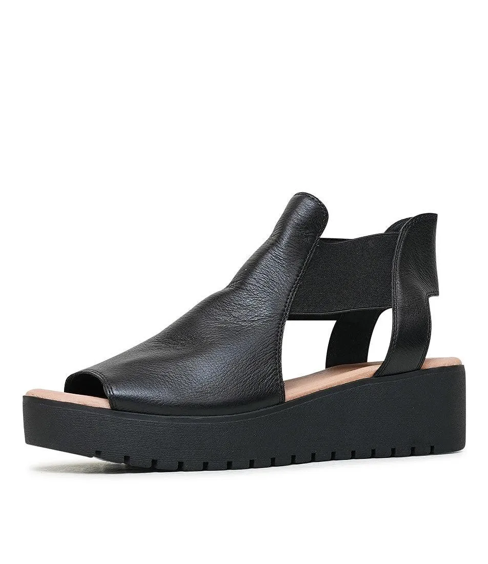 Ozie Black Leather Sandals