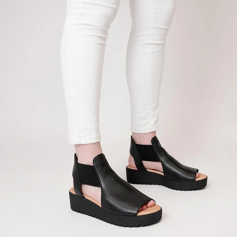 Ozie Black Leather Sandals