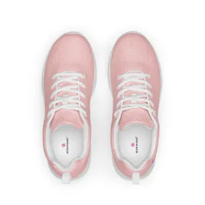 Pastel Pink Men’s Aathletic Shoes, Solid Pink Color Modern Breathable Lightweight Men’s Athletic Shoes (US Size: 5-13)