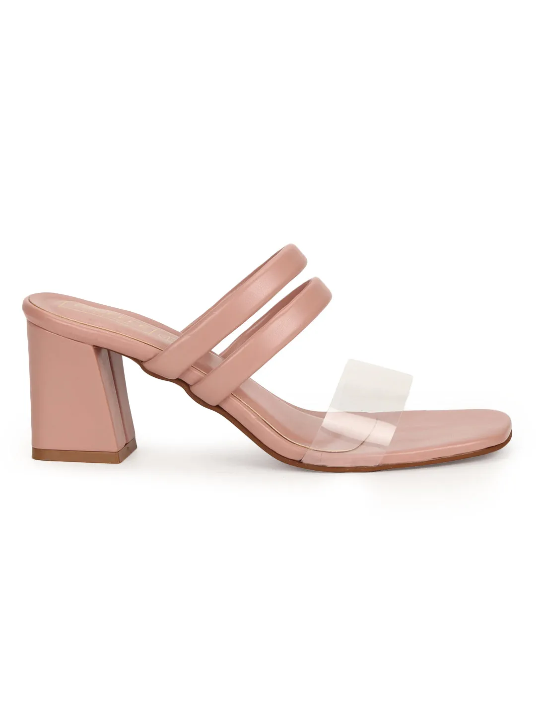 Pink PU Perspex Clear Block Heel Mules (TC-SLC-R-516-PNK)