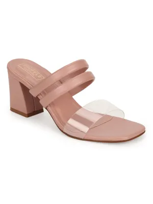 Pink PU Perspex Clear Block Heel Mules (TC-SLC-R-516-PNK)