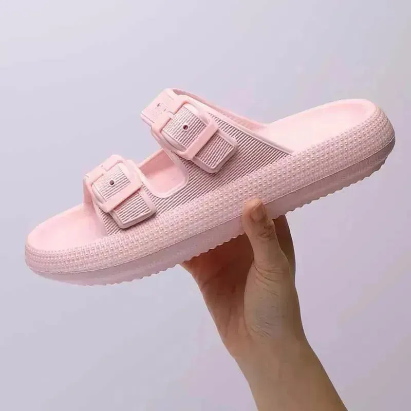 Platform Slippers Women's Summer Buckle Home Shoes Fashion Outdoor Wear Soft Bottom Sandals Ladies Slippers