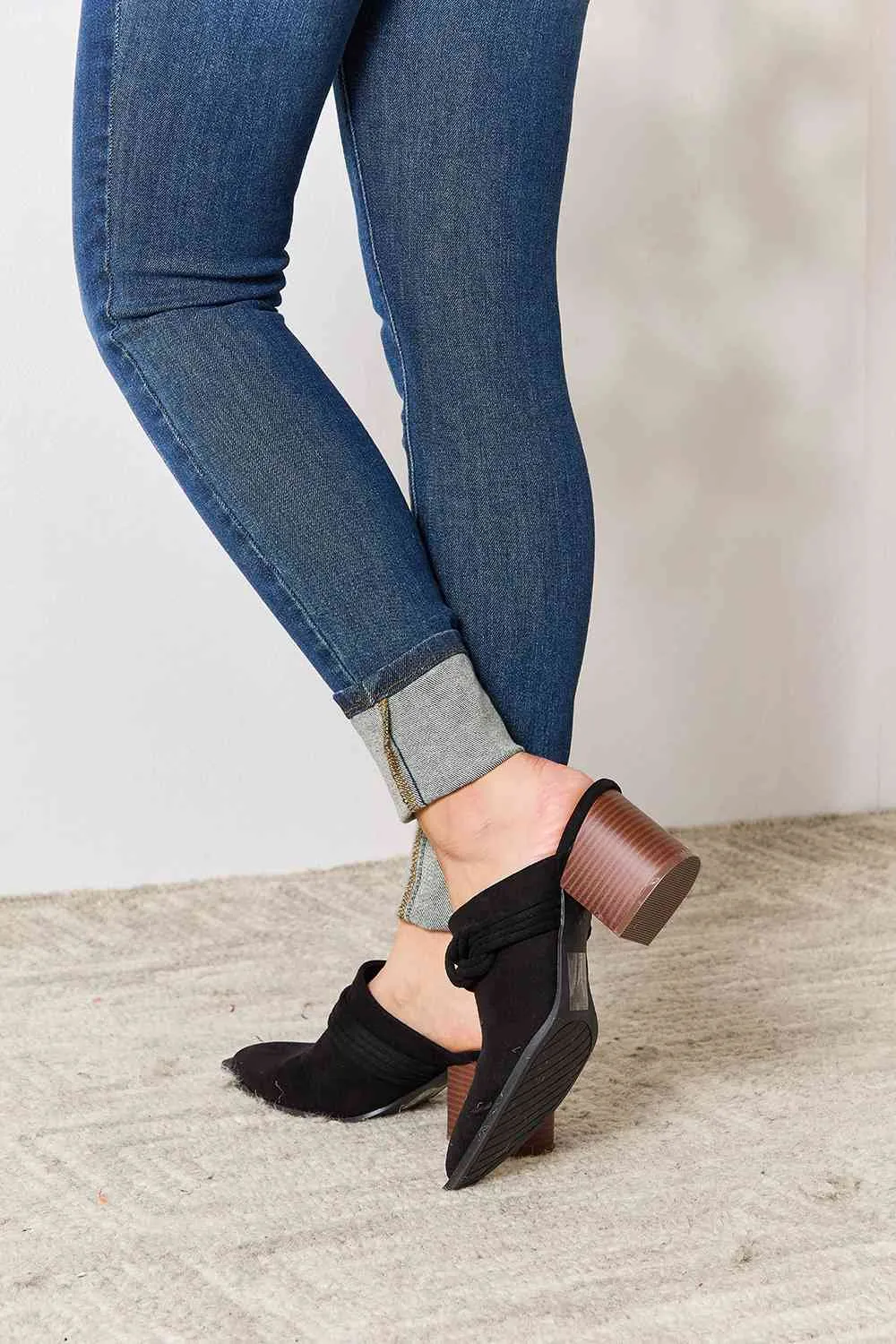 Pointed-Toe Braided Trim Mules