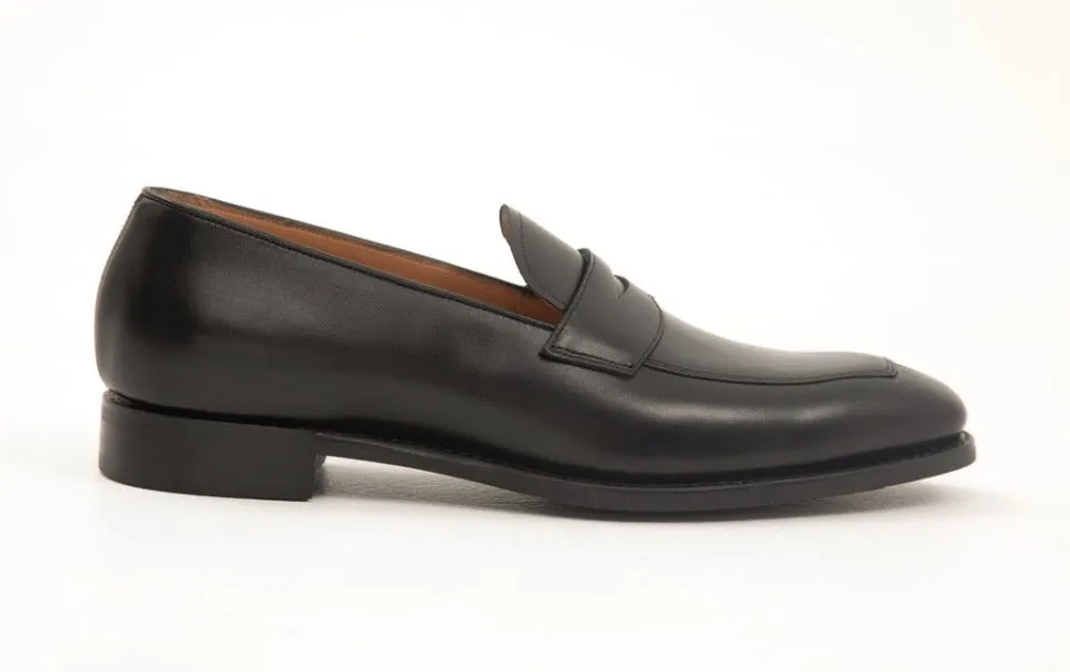 Regent - 'Henry George' Split-Toe Penny Loafer - Black Calf Leather