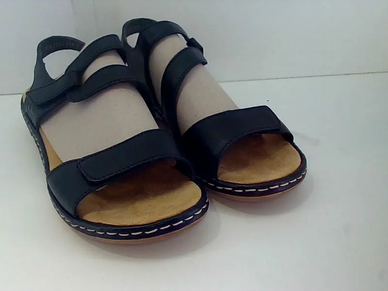 Rieker Women's Black Leather Sandals Size 8.5 Pair of Shoes