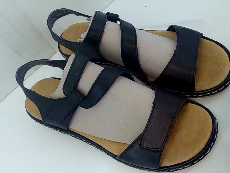 Rieker Women's Black Leather Sandals Size 8.5 Pair of Shoes