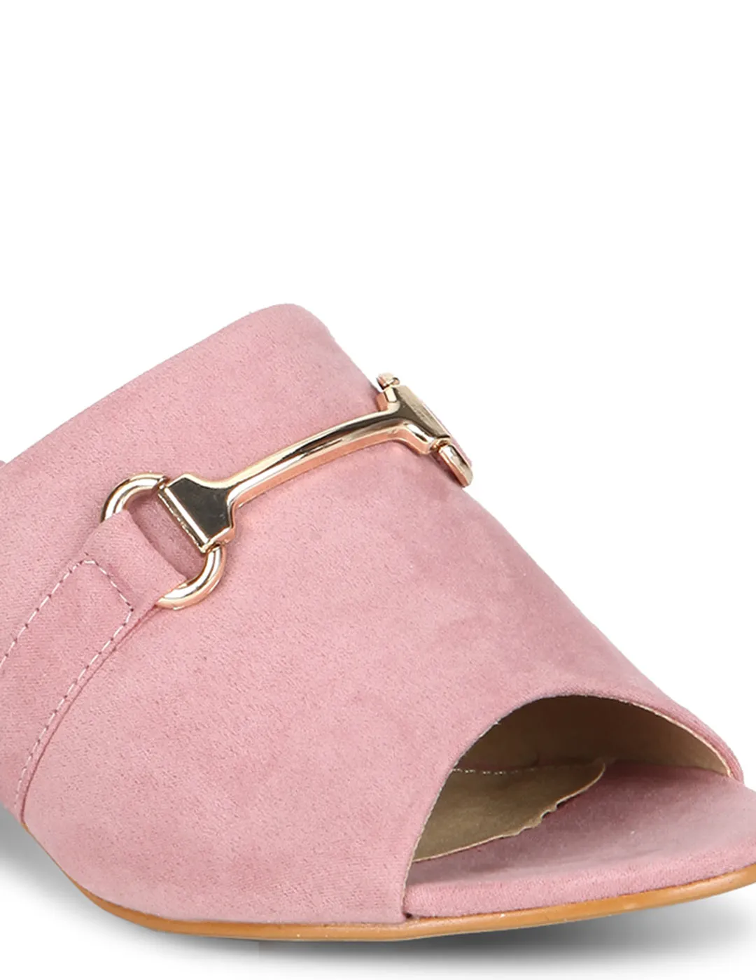 Rose Dust Microfibre Low Heel Mule Sandals