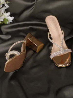 Rose Gold Patent Diamante Block Mules (TC-SLC-N-1142-RGLD)