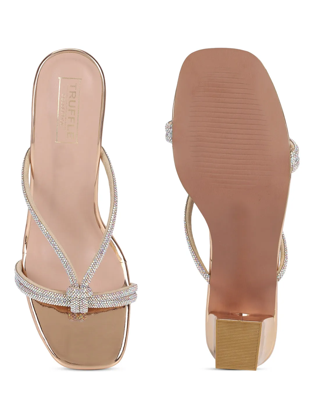 Rose Gold Patent Diamante Block Mules (TC-SLC-N-1142-RGLD)