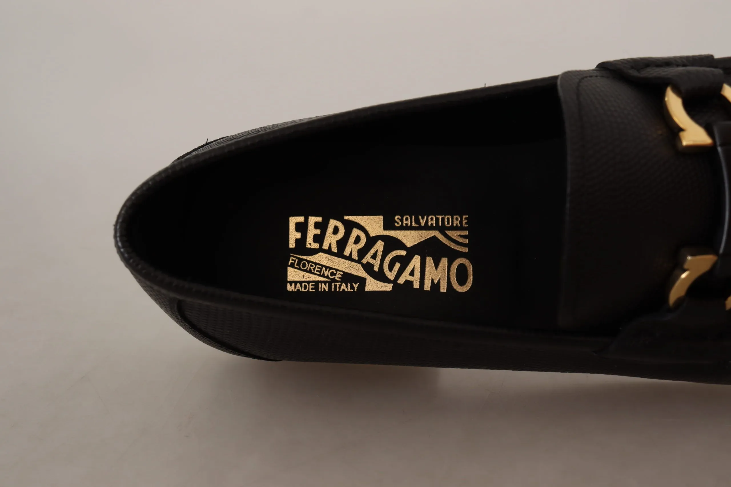 Salvatore Ferragamo Elegant Black Calf Leather Loafers