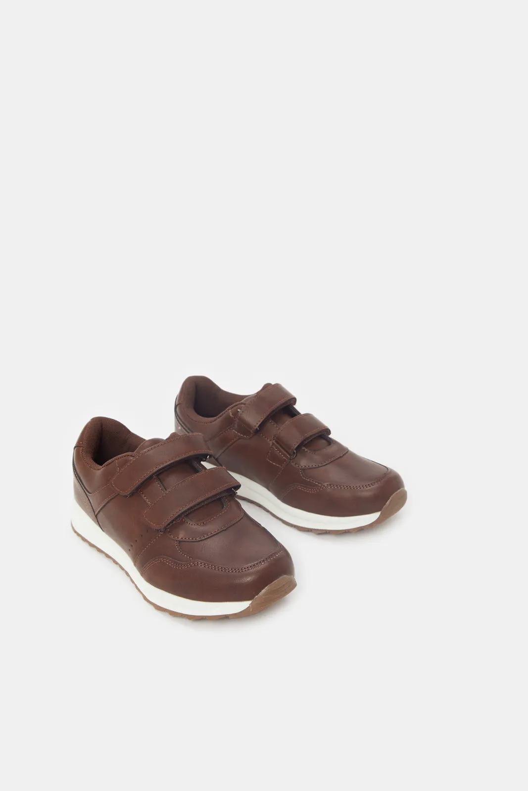 Senior Boys Brown Color Block Sneakers