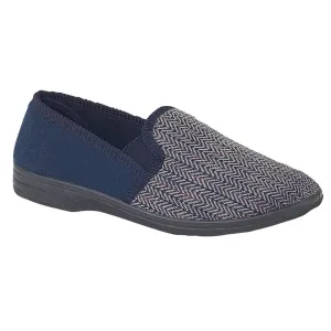 Sleepers MS219C Charles Mens Navy Blue Felt Slippers