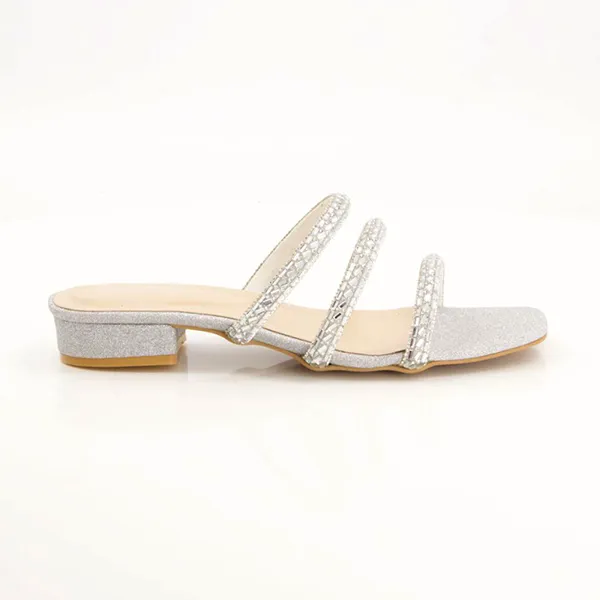 Sliver Fancy Heel Slippers for women