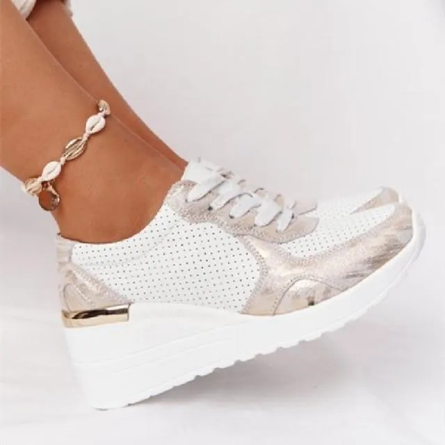 Sneakers Platform Wedge Heel Casual Shoes Lace-up Mesh Sneakers